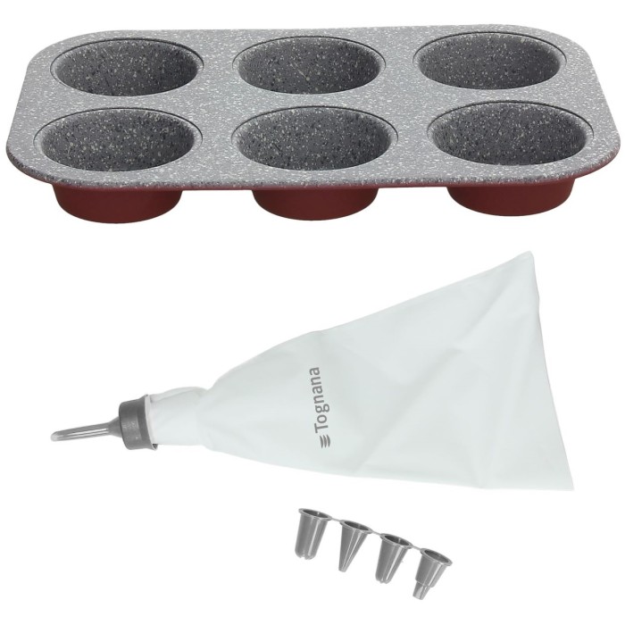Blacha na 6 muffinów bordowa i rękaw do dekoracji W4444B3GGBOA