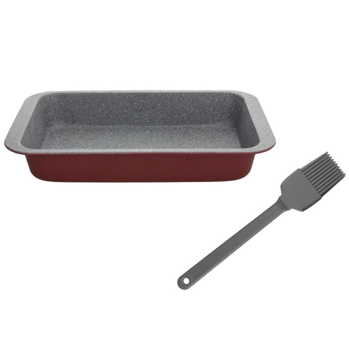 Blacha prostokątna bordowa 23x13cm i pędzelek szary W4444B2GGBOA