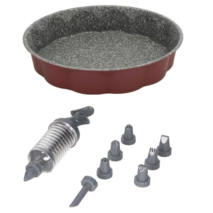 Okrągła blacha bordowa 26cm i zestaw do dekoracji W4444B1GGBOA