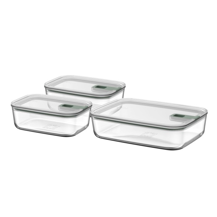Zestaw trzech pojemników szklanych EasyClip 2.0 2x1000 + 2250ml Sage