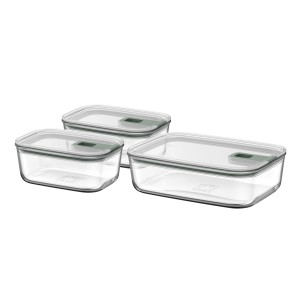 Zestaw trzech pojemników szklanych EasyClip 2.0 2x700 + 1500ml Sage