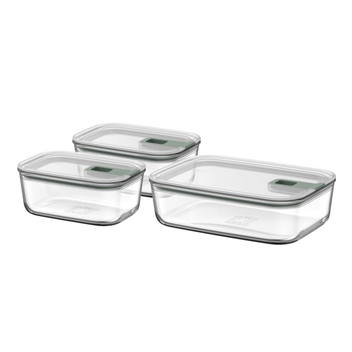 Zestaw trzech pojemników szklanych EasyClip 2.0 2x700 + 1500ml Sage