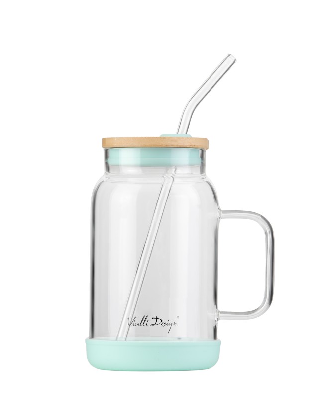 Słoik ze słomką 600 ml miętowy Fuori 29859