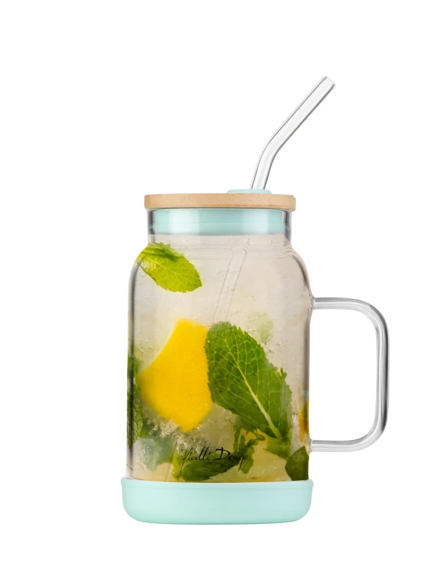 Słoik ze słomką 600 ml miętowy Fuori 29859