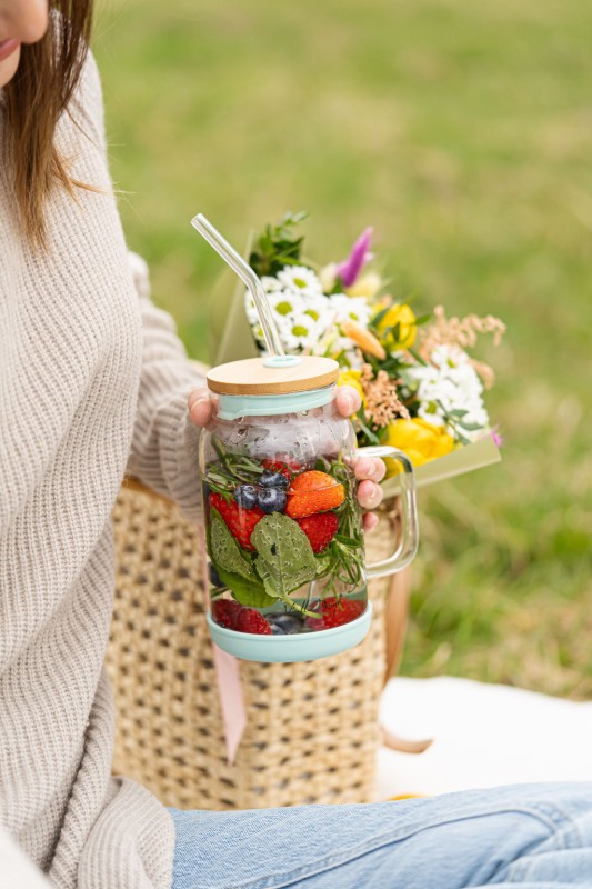 Słoik ze słomką 600 ml miętowy Fuori 29859