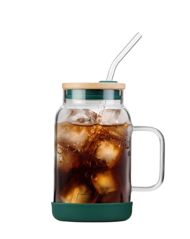Słoik ze słomką 600 ml zielony Fuori 29828