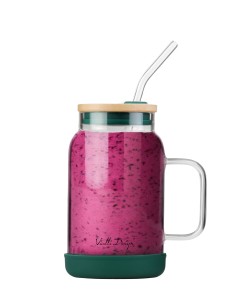 Słoik ze słomką 600 ml zielony Fuori 29828