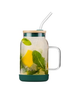 Słoik ze słomką 600 ml zielony Fuori 29828