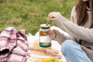 Słoik ze słomką 600 ml zielony Fuori 29828