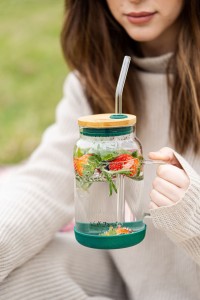 Słoik ze słomką 600 ml zielony Fuori 29828