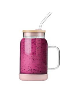 Słoik ze słomką 600 ml różowy Fuori 29842