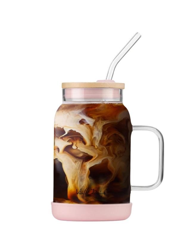 Słoik ze słomką 600 ml różowy Fuori 29842