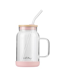 Słoik ze słomką 600 ml różowy Fuori 29842