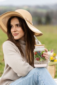 Słoik ze słomką 600 ml różowy Fuori 29842