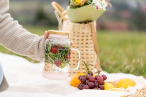 Słoik ze słomką 600 ml różowy Fuori 29842
