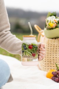 Słoik ze słomką 600 ml różowy Fuori 29842