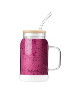 Słoik ze słomką 600 ml biały Fuori 29835