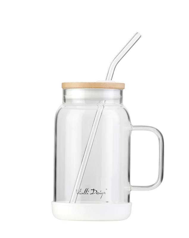 Słoik ze słomką 600 ml biały Fuori 29835