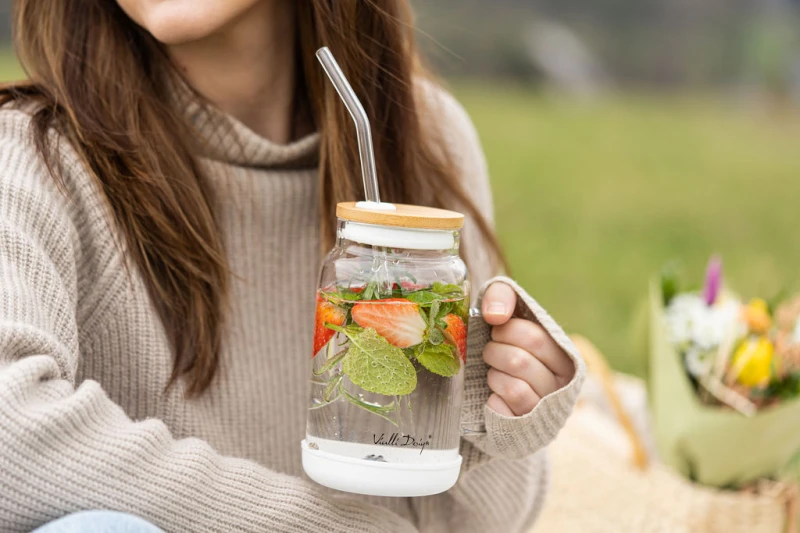 Słoik ze słomką 600 ml biały Fuori 29835