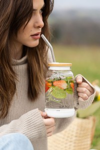 Słoik ze słomką 600 ml biały Fuori 29835
