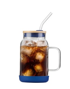 Słoik ze słomką 600 ml granatowy Fuori 29811