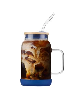 Słoik ze słomką 600 ml granatowy Fuori 29811