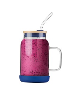 Słoik ze słomką 600 ml granatowy Fuori 29811