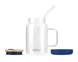 Słoik ze słomką 600 ml granatowy Fuori 29811