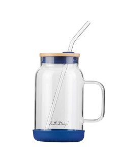Słoik ze słomką 600 ml granatowy Fuori 29811