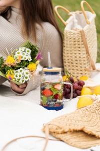 Słoik ze słomką 600 ml granatowy Fuori 29811