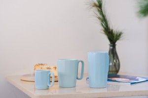Dwa kubki ceramiczne z uszkiem 80 ml Fuori miętowe