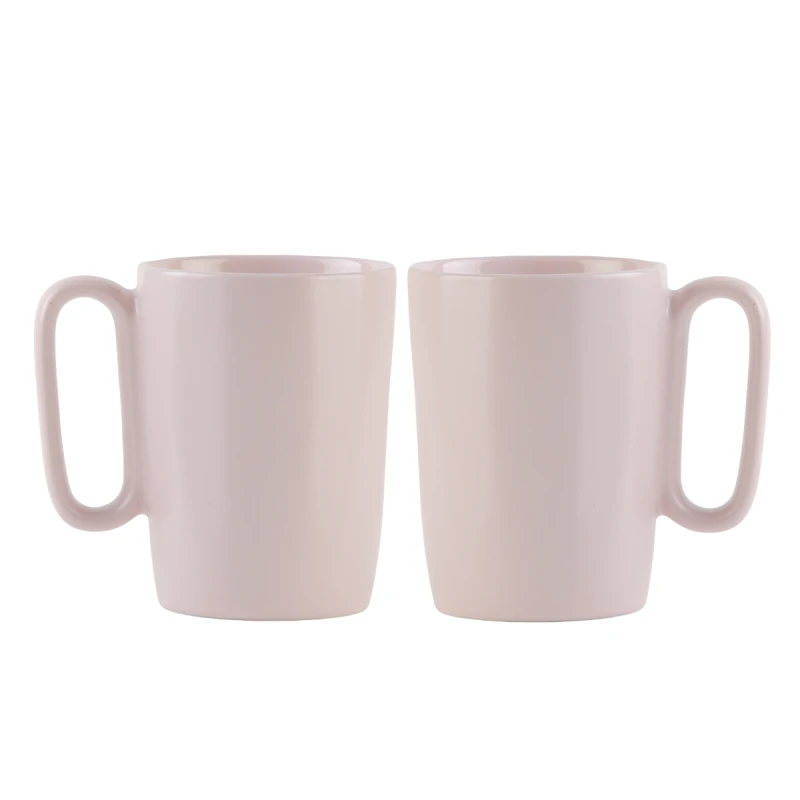 Dwa kubki ceramiczne z uszkiem 250 ml Fuori rożowe