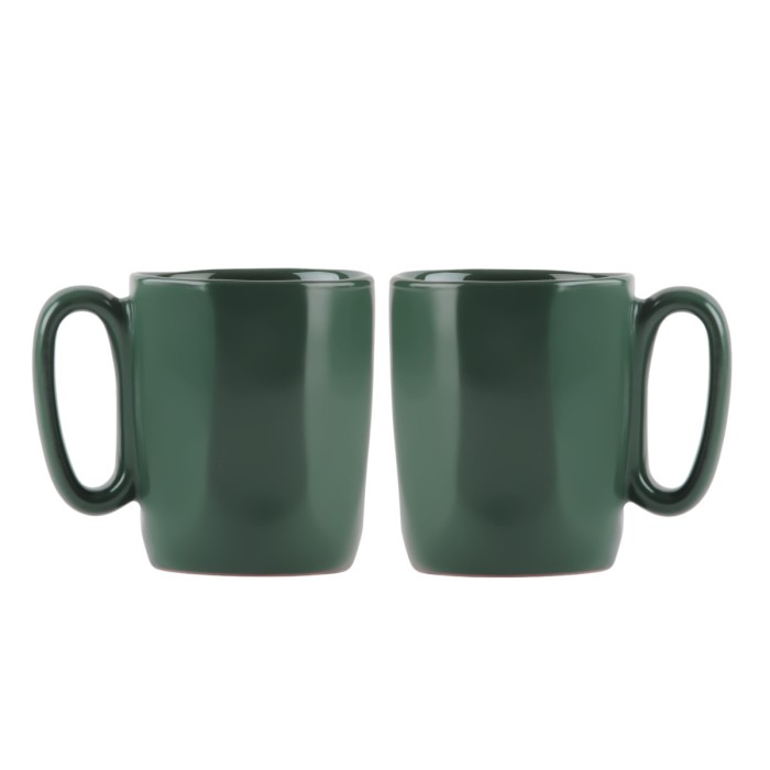 Dwa kubki ceramiczne z uszkiem 80 ml Fuori zielone
