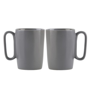 Dwa kubki ceramiczne z uszkiem 250 ml Fuori szare