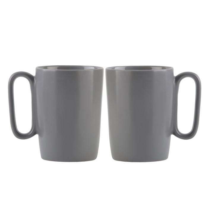 Dwa kubki ceramiczne z uszkiem 250 ml Fuori szare
