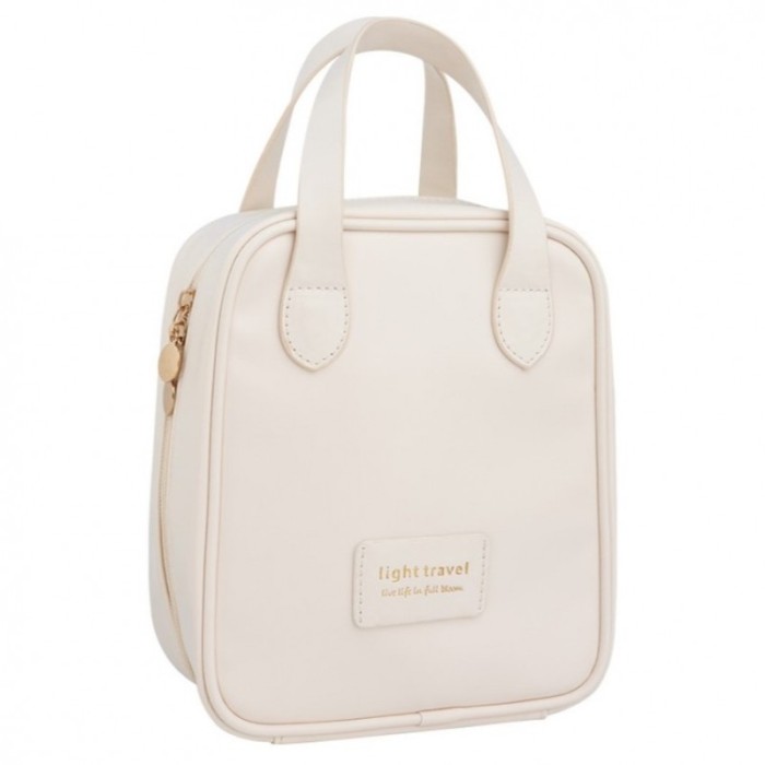 Kosmetyczka organizer na kosmetyki z rączką 17x7x19cm kremowa KS128B