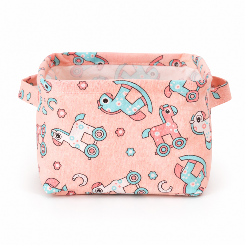 Pojemnik na zabawki, kosz materiałowy, worek na pranie KONIKI