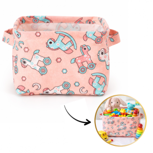 Pojemnik na zabawki, kosz materiałowy, worek na pranie KONIKI