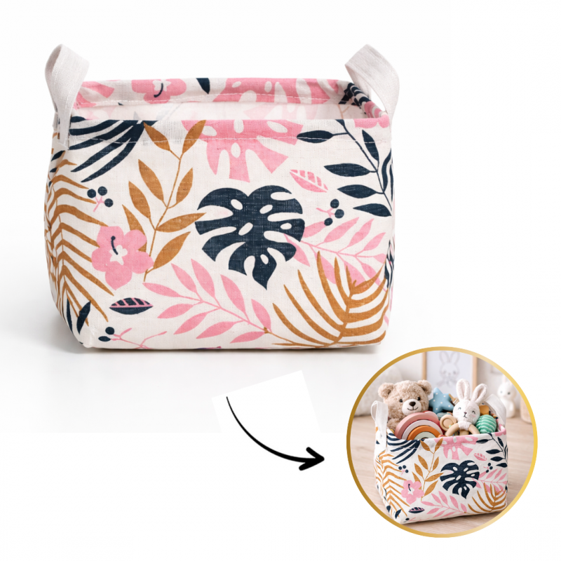 Pojemnik na zabawki, kosz materiałowy, worek na pranie LIŚCIE