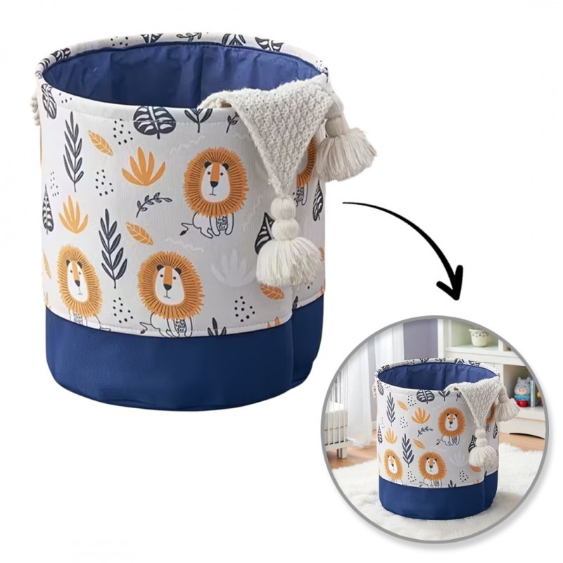 Pojemnik na zabawki kosz, worek na pranie, organizer lwy 40x35cm