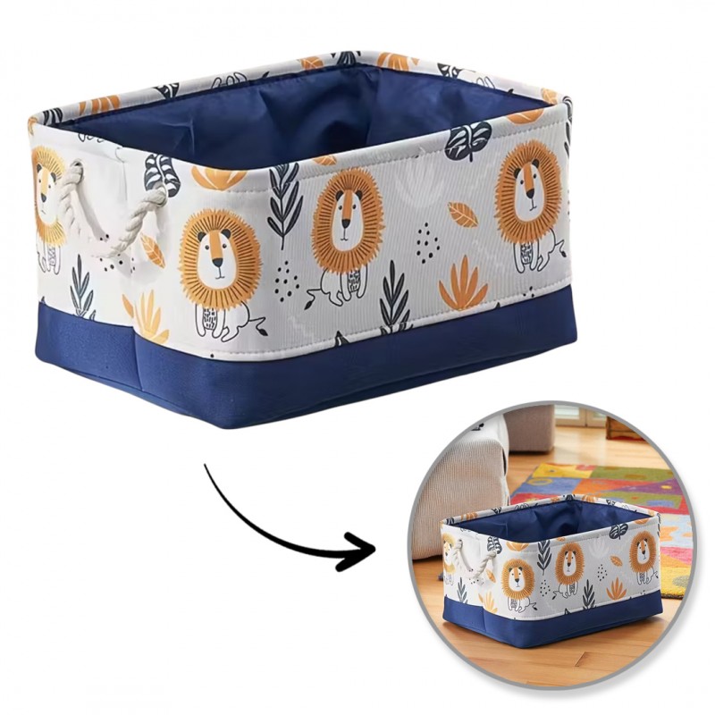 Pojemnik na zabawki kosz, organizer lwy 30x40x22cm