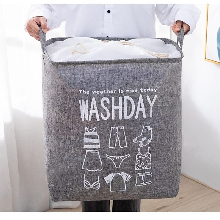 Pojemnik na zabawki kosz, worek na pranie ze ściągaczem 50x40x50 cm