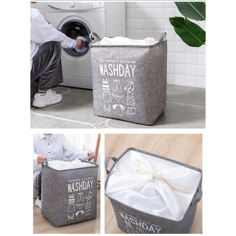 Pojemnik na zabawki kosz, worek na pranie ze ściągaczem 50x40x50 cm