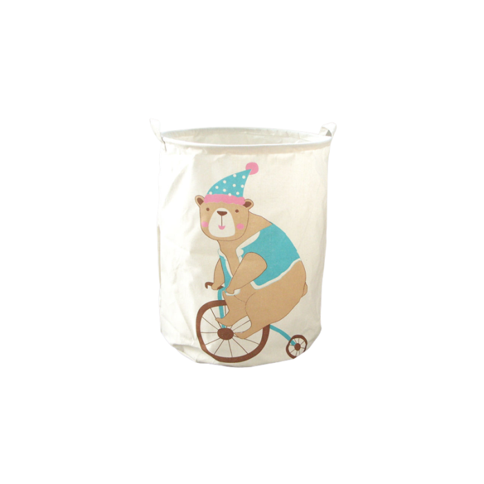 Pojemnik na zabawki kosz, worek na pranie MIŚ NA ROWERZE 35x45 cm