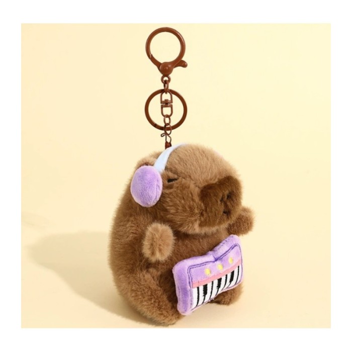 Brelok do kluczy pluszowa puchata Kapibara DJ ze słuchawkami