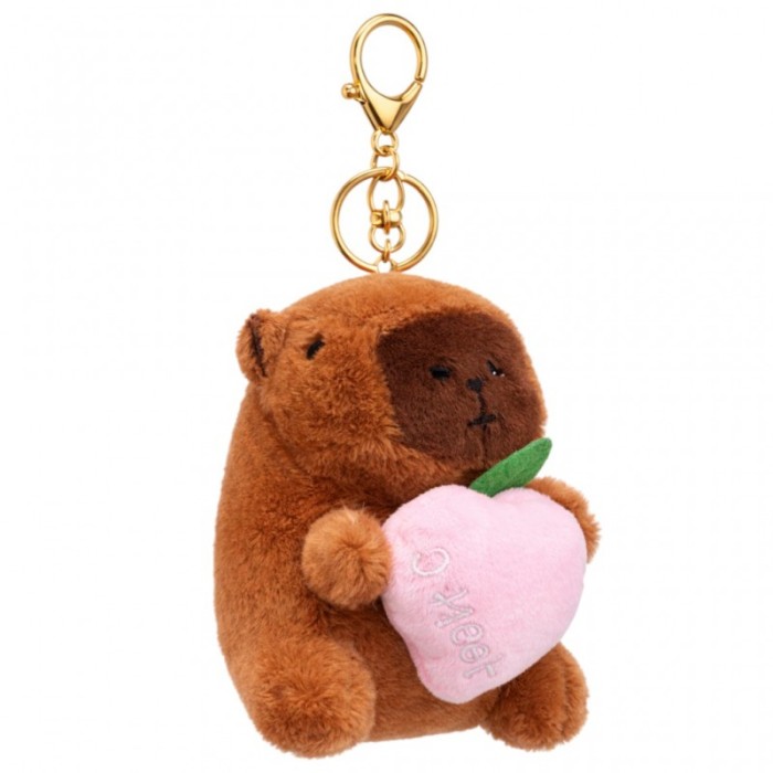 Brelok do kluczy pluszowa puchata Kapibara z brzoskwinią