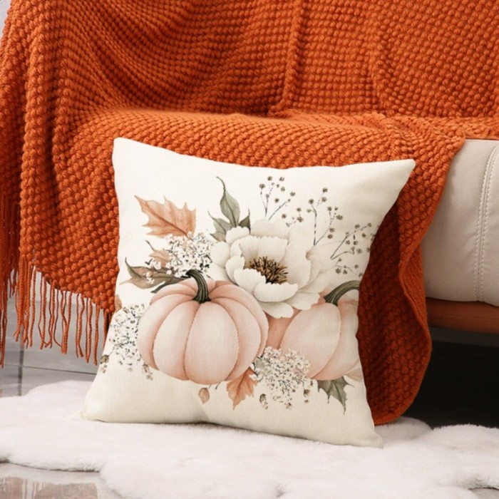 Poszewka na poduszkę 45x45cm piękny druk jesień, dynie