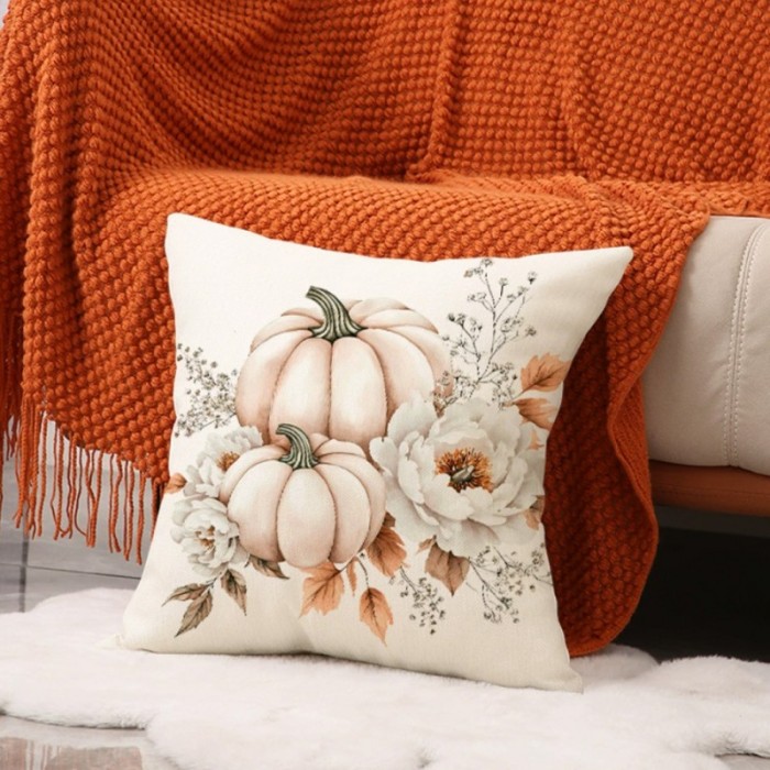 Poszewka na poduszkę, 45x45cm, jesień, dynie