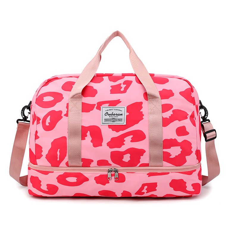 Torba podróżna dwukomorowa różowa PANTERKA