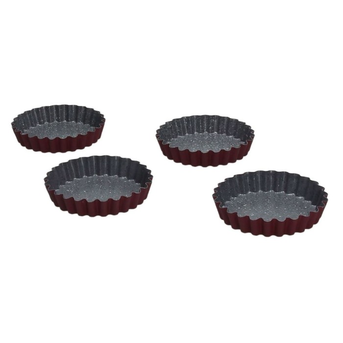 Zestaw czterech form do pieczenia Tart 10x10cm Bordowe W4444A5GGBOA